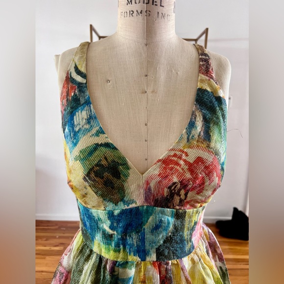 COPY - Nicole Miller floral print linen silk dress size 6 - Picture 7 of 7